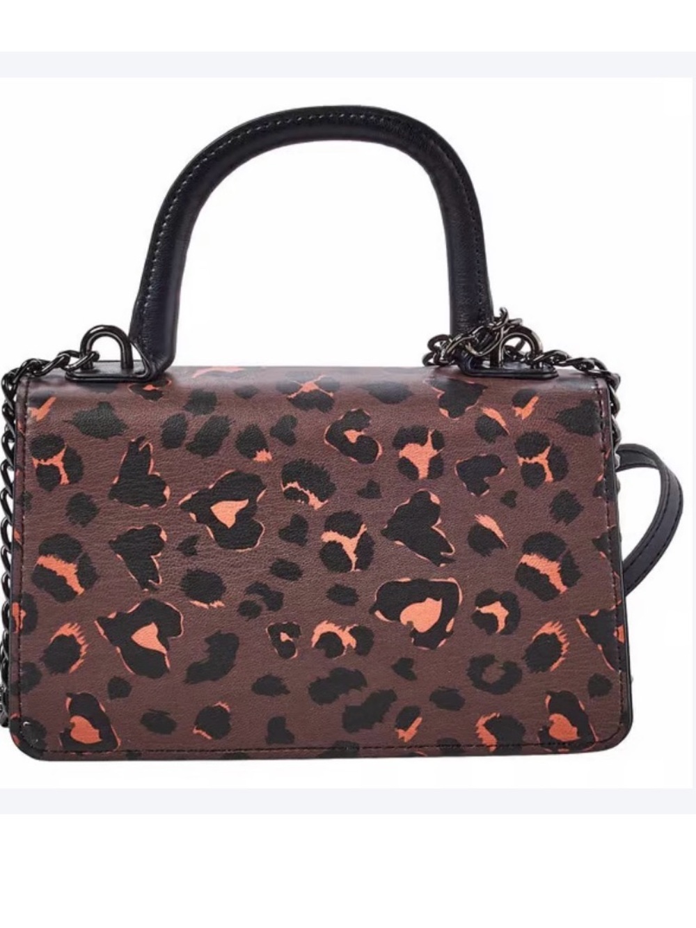 Luv Betsey Betsey Johnson Brown/Black Leopard Print Top-Handle Satchel Handbag - Picture 4 of 5